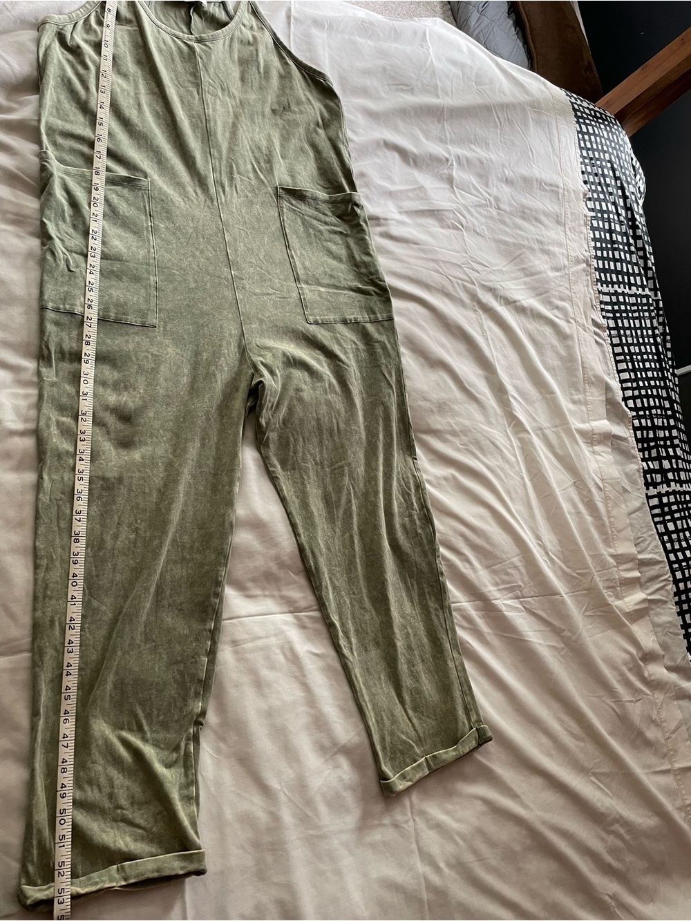 Olive Green Women's Jumpsuit - Casual U Style - Picture 5 of 7